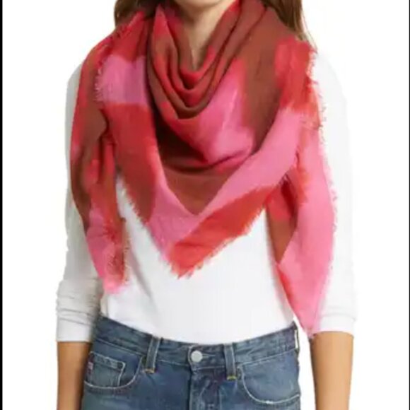 Nordstrom Accessories - Nordstrom NWT Pink Brown Pink Rose Artistic Spots Scarf Tissue Weight